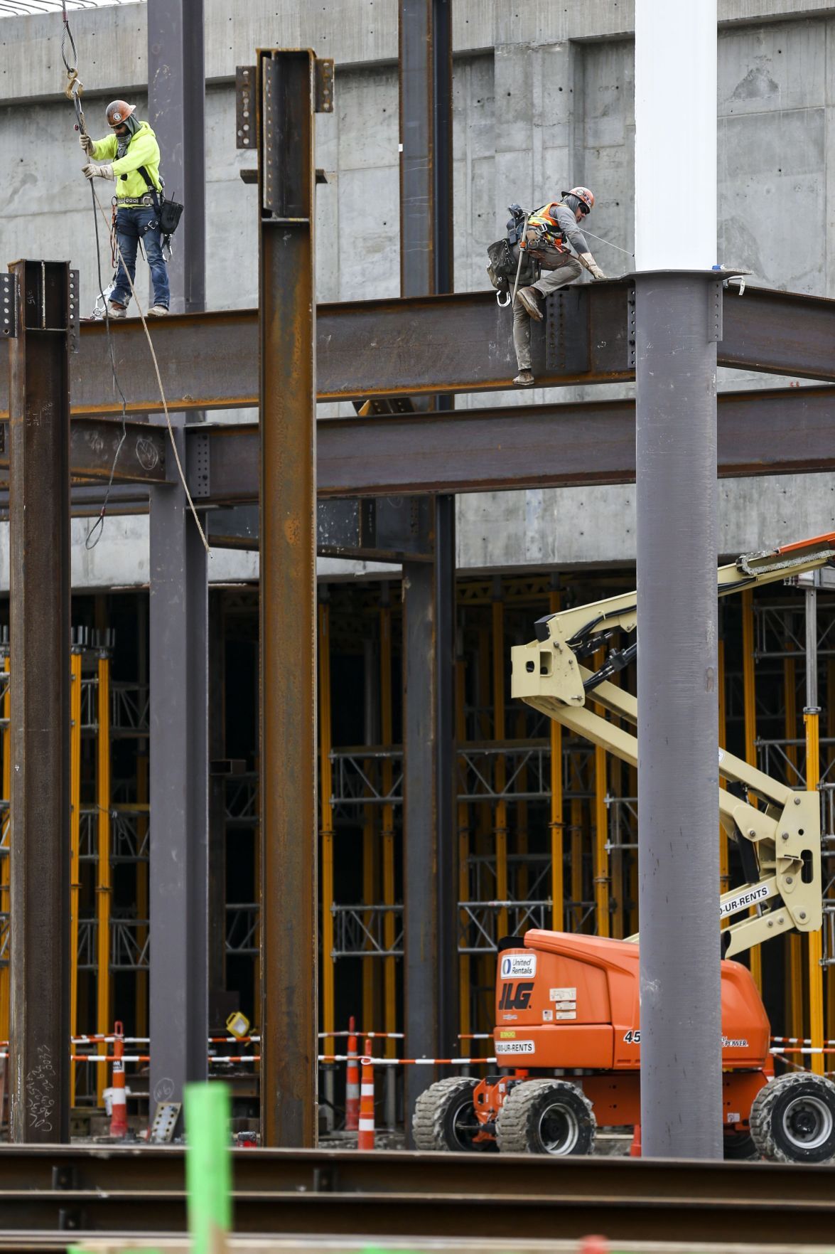 Beams going up on soccer stadium